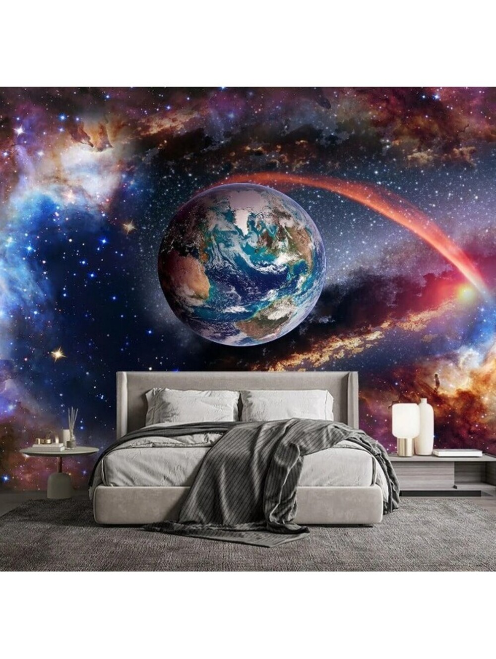 Galaxy Earth Space Wall Mural Wallpaper 140"x91" Fabric Cosmic Bedroom Decor